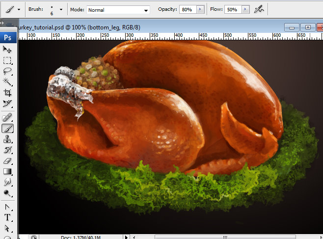 Awesome digital Roasted Thanksgiving turkey illustration in Photoshop